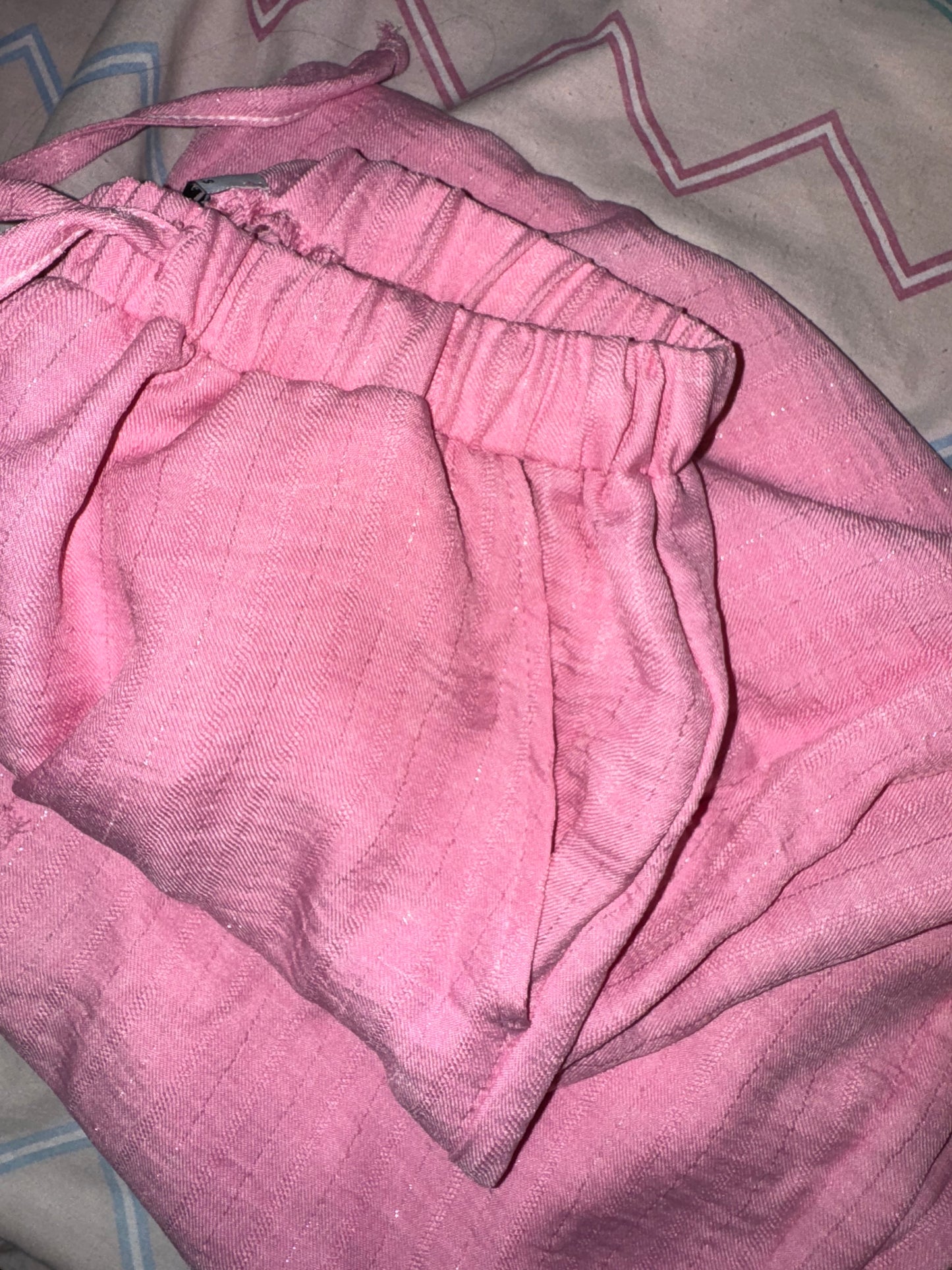 Pink silver striped linen pants