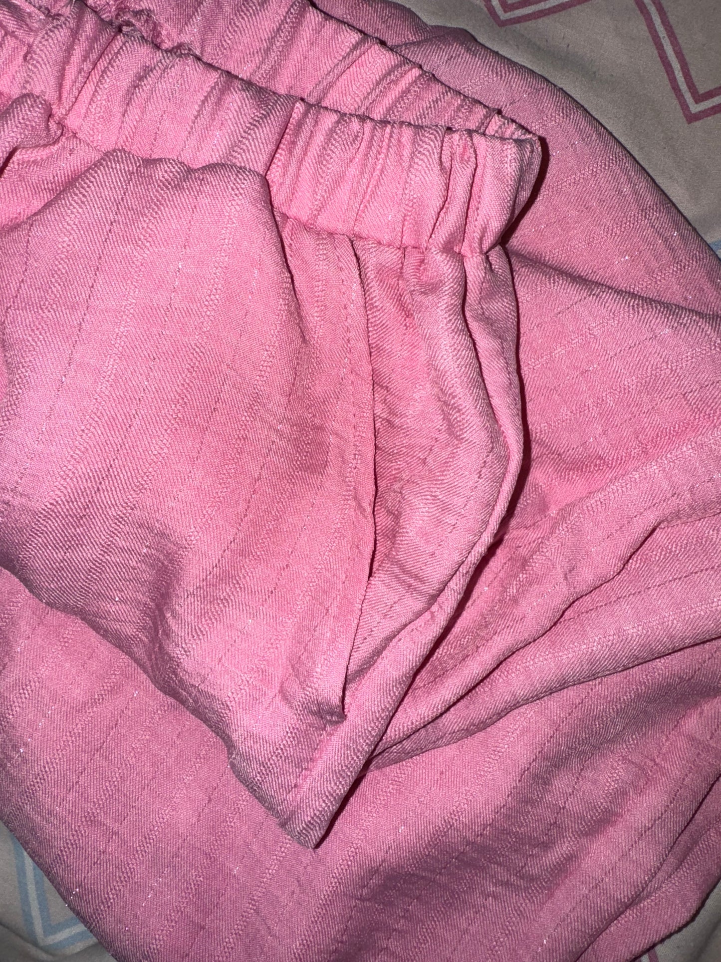 Pink silver striped linen pants