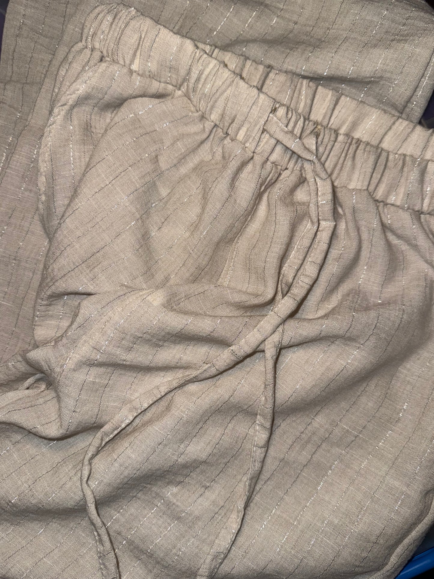 Light Beige linen silver striped pants
