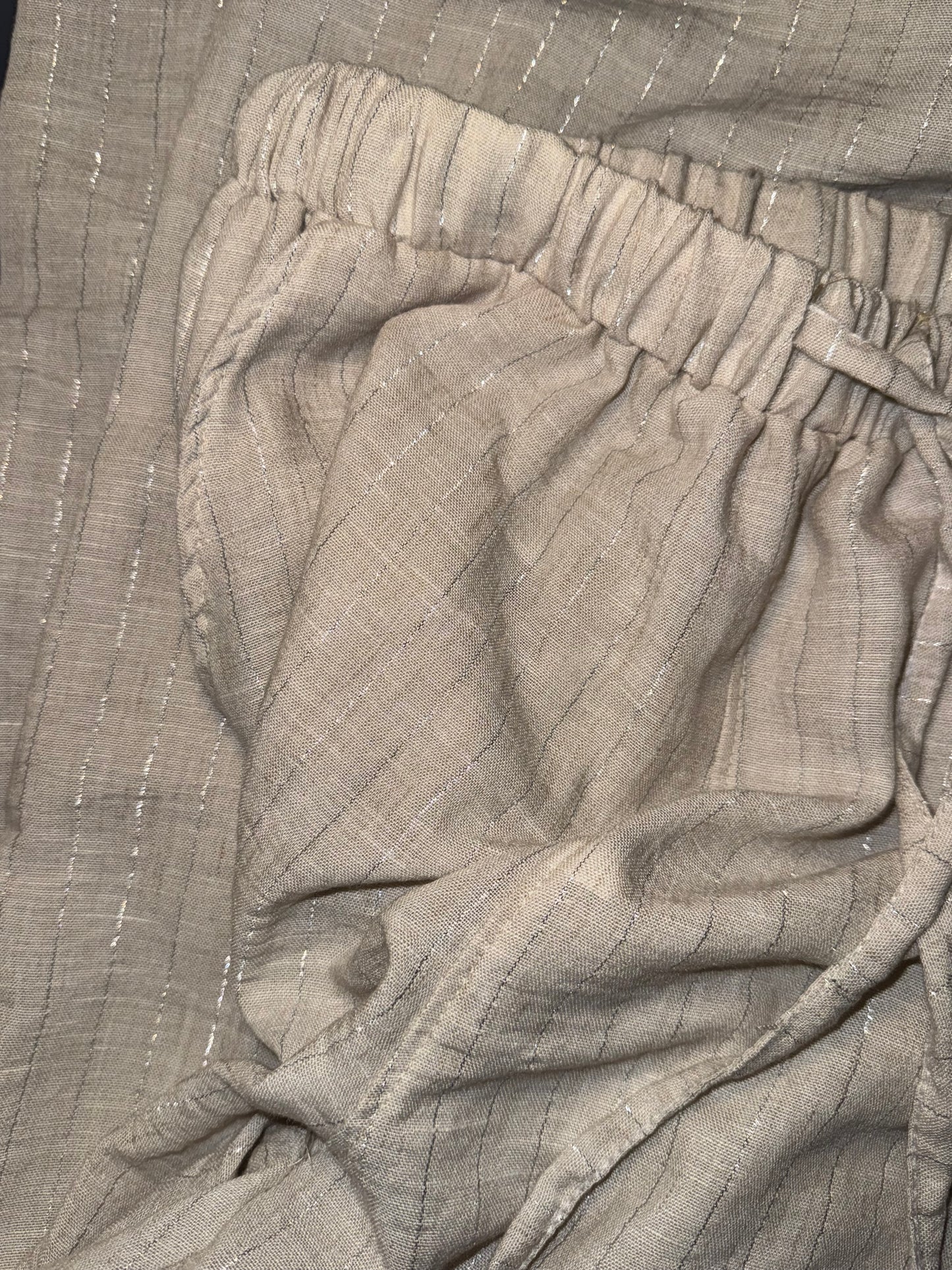 Light Beige linen silver striped pants