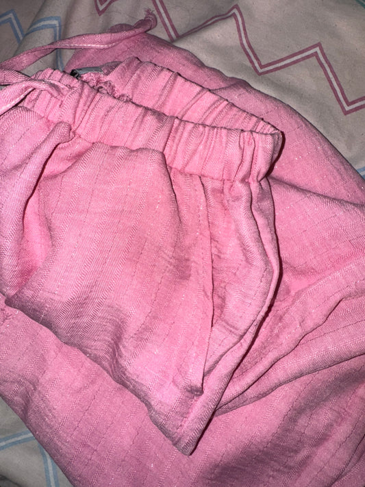 Pink silver striped linen pants