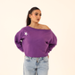 Off shoulder sweatshirt in purple
