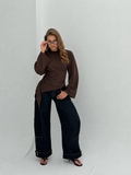 Long sleeve Asymmetrical top brown