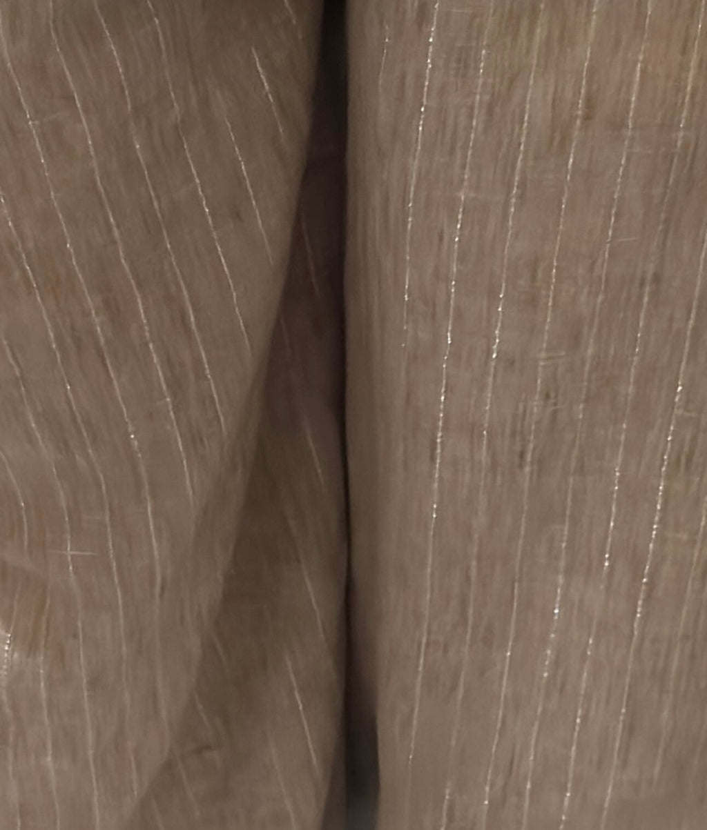Dark beige silver striped linen pants