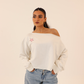 Off shoulder sweatshirt in white