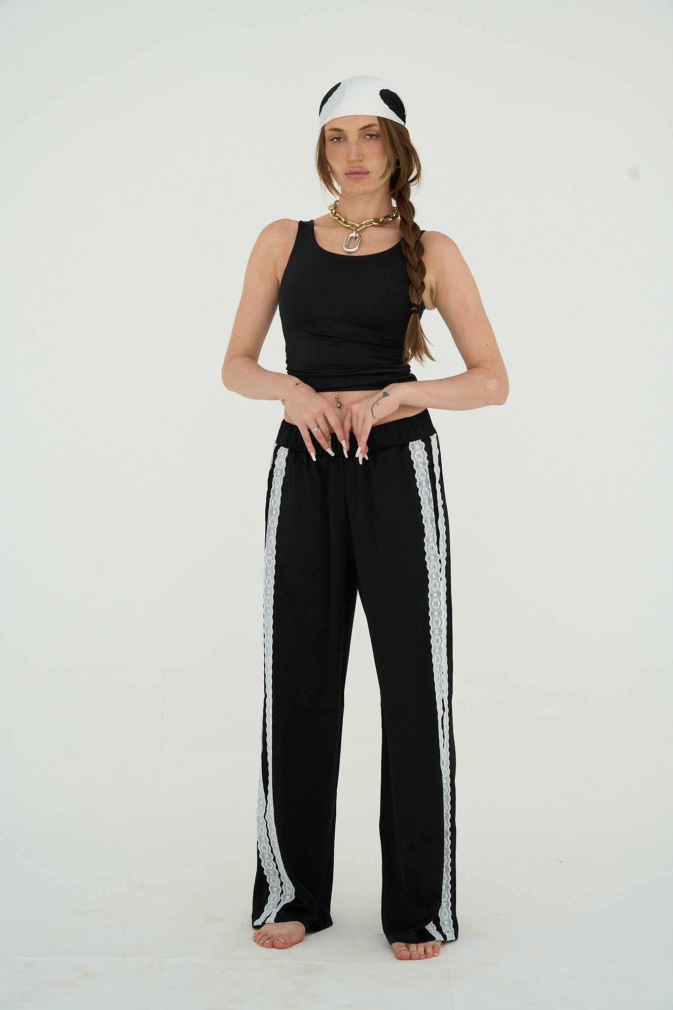 Satin Pants in Black