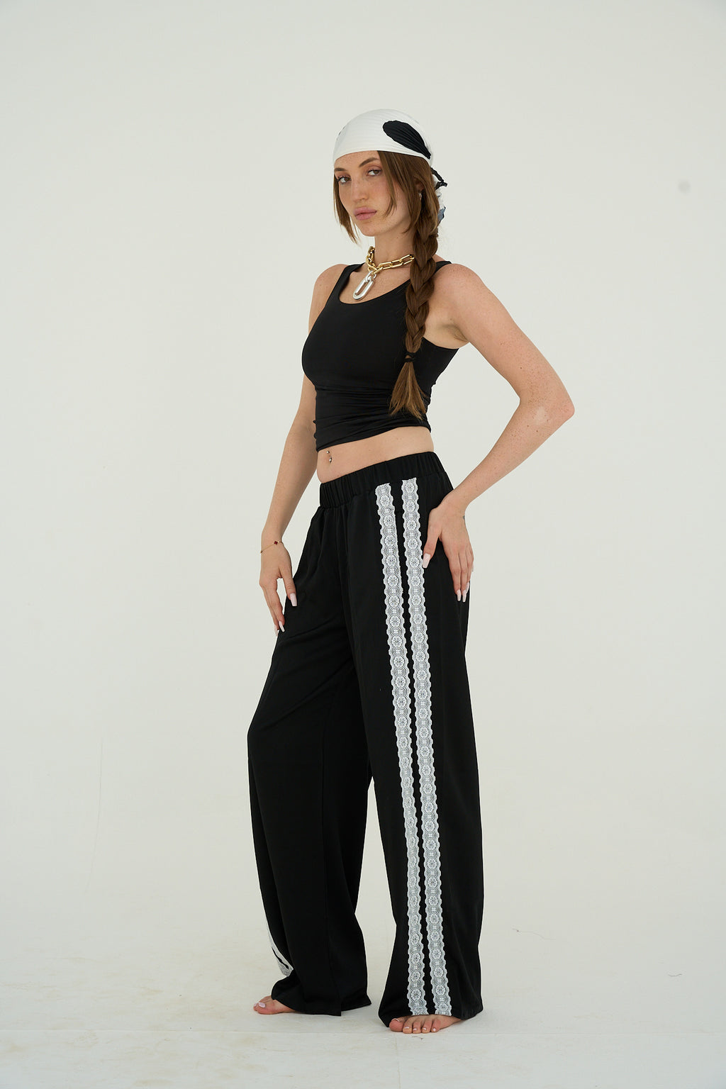 Satin Pants in Black