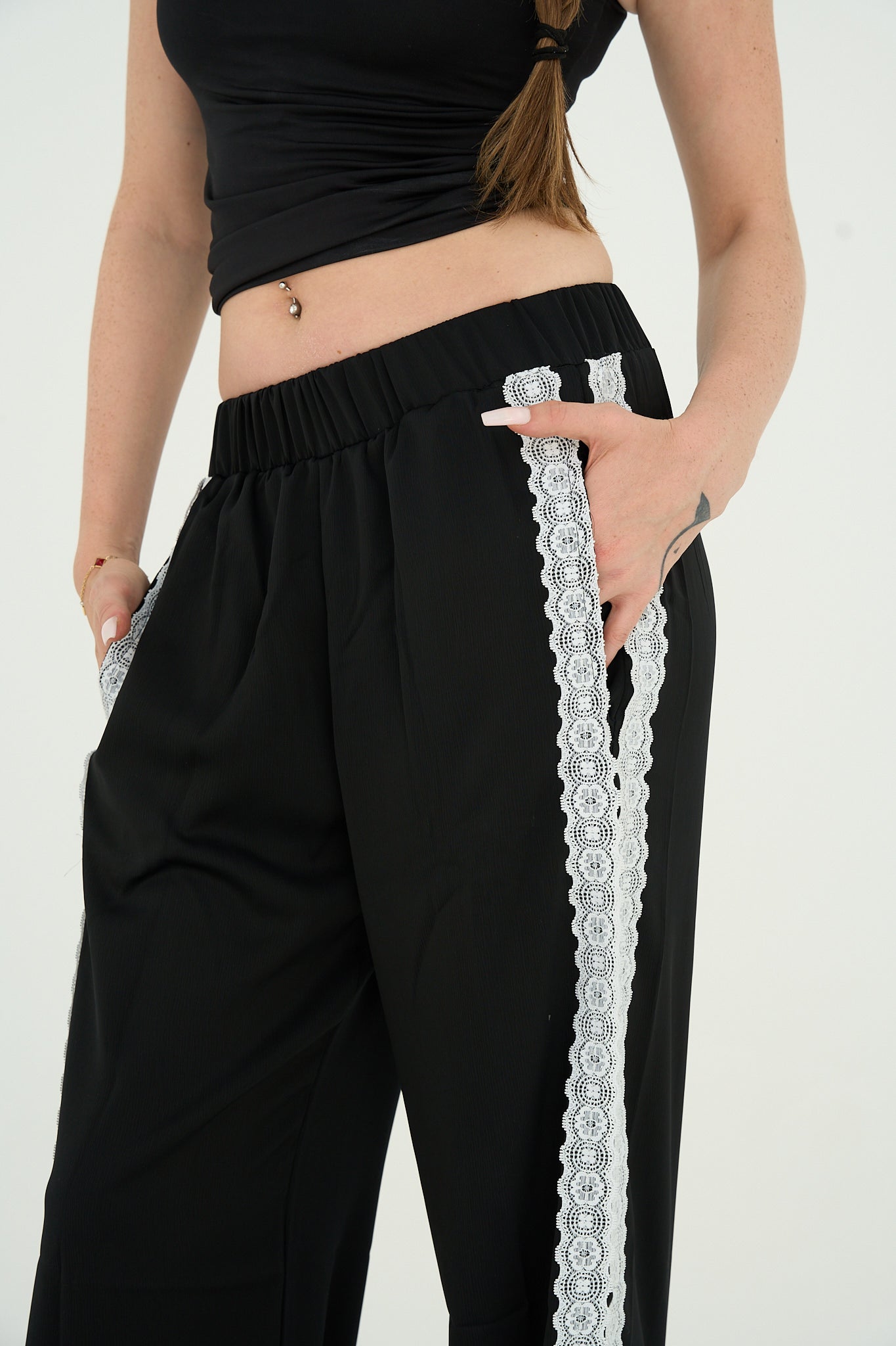 Satin Pants in Black
