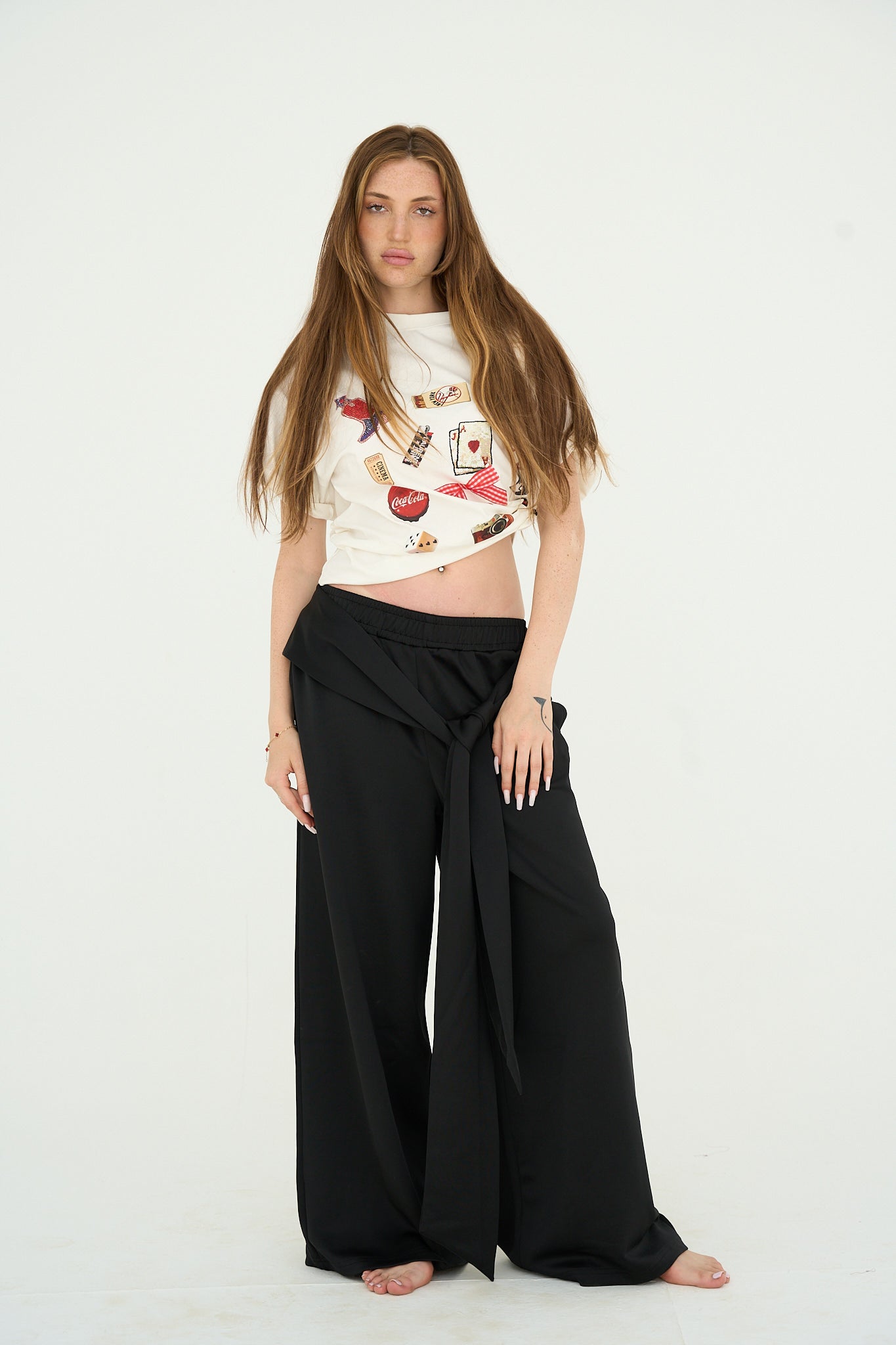 Tied pants in black
