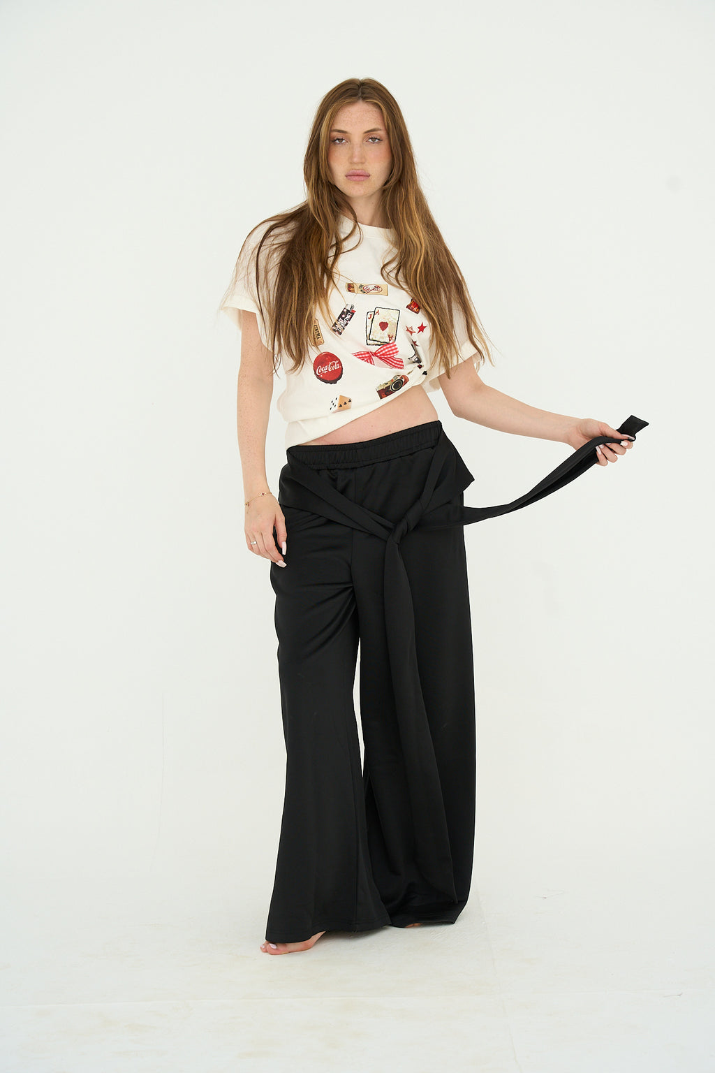Tied pants in black
