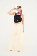Tied pants in white
