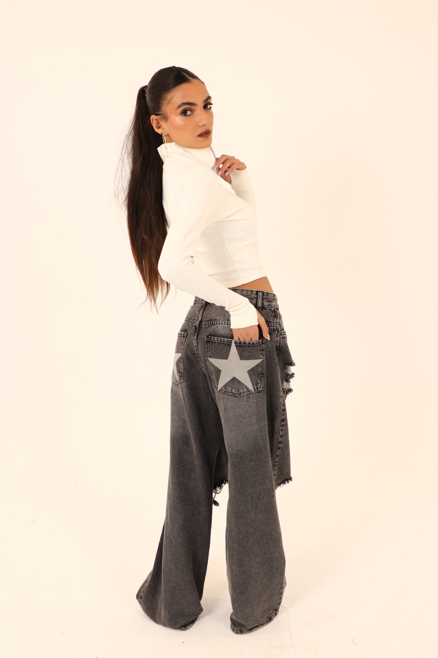Star pants in black