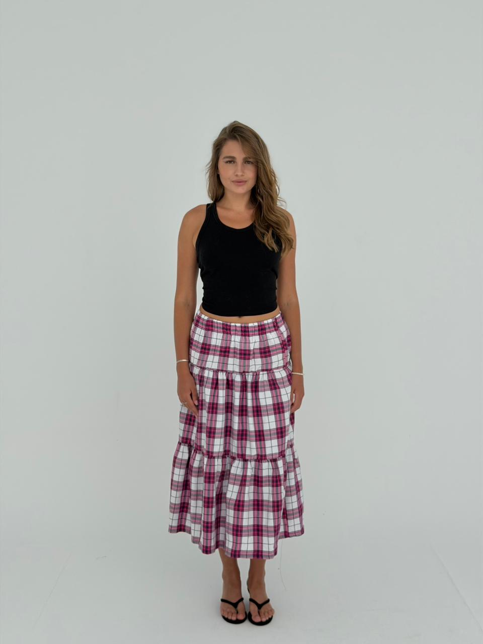 Pink Plaid Skirt