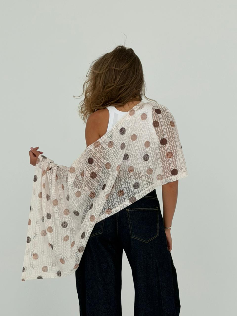 Beige Polka Poncho