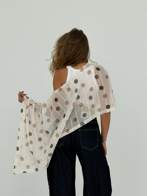 Beige Polka Poncho