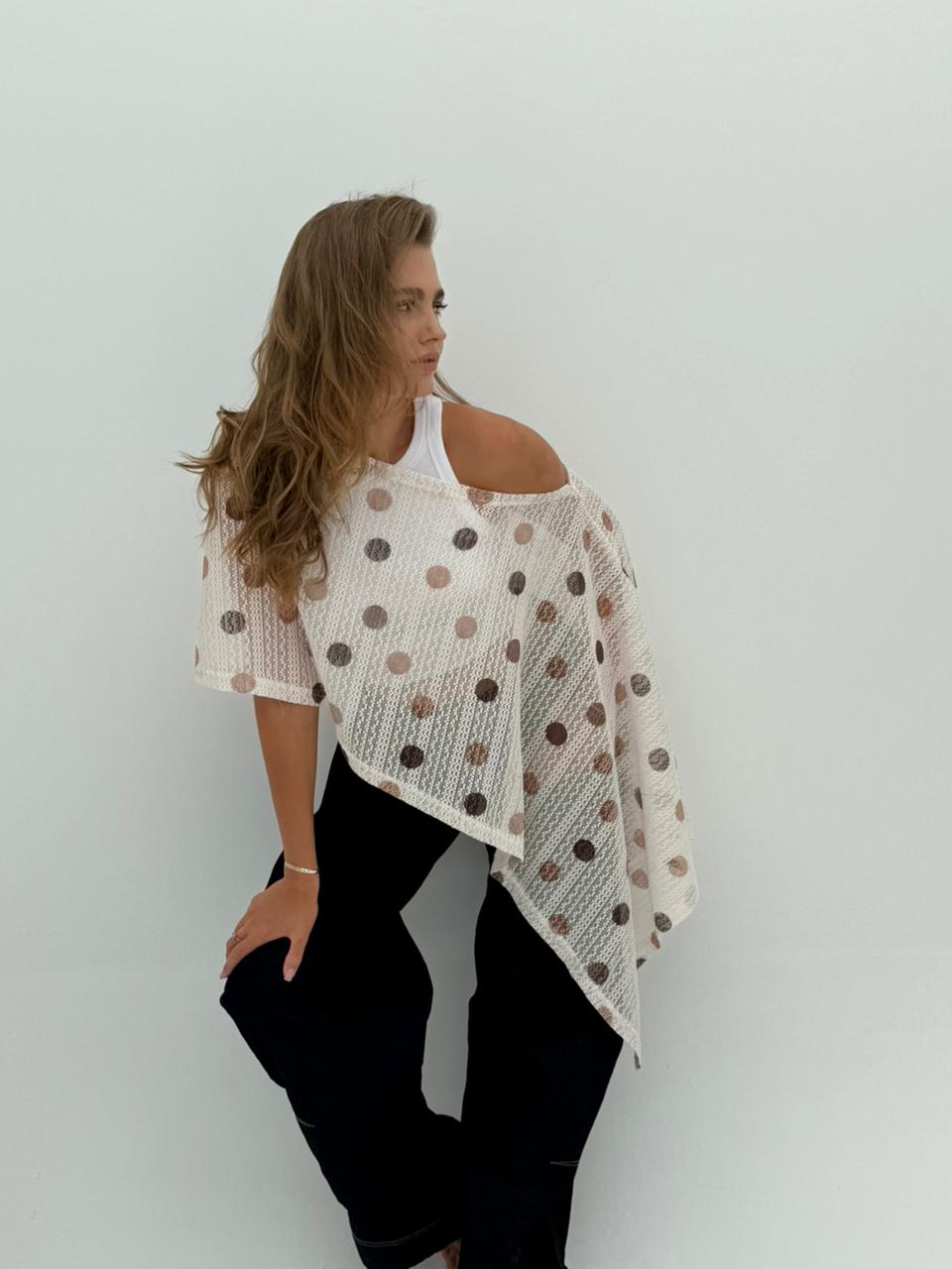 Beige Polka Poncho