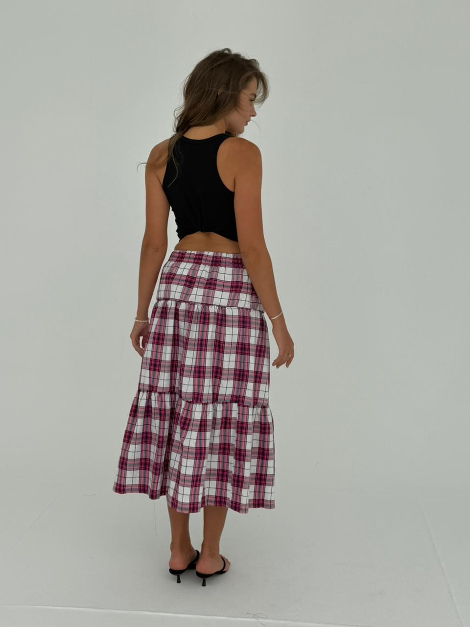 Pink Plaid Skirt